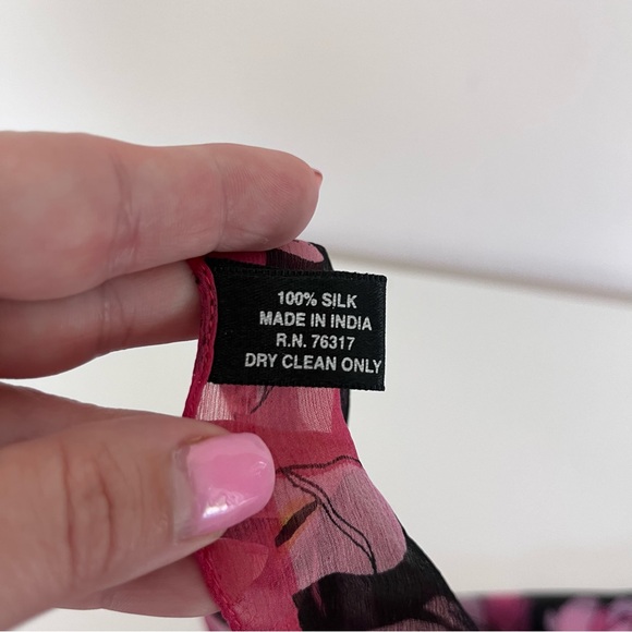 Vintage Silk Scarf Floral Sheer One Size - Picture 5 of 8